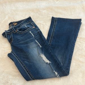 Seven7 Boot Cut Ripped Blue Jean. Size 6